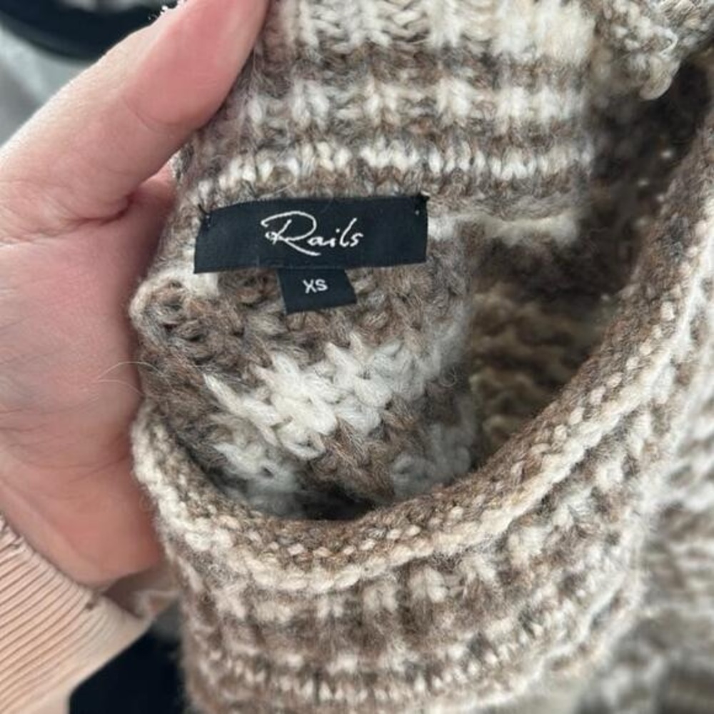 RailsEcho Striped wool alpaca Blend Sweater chunky knit minimalist sz xs - Picture 6 of 9
